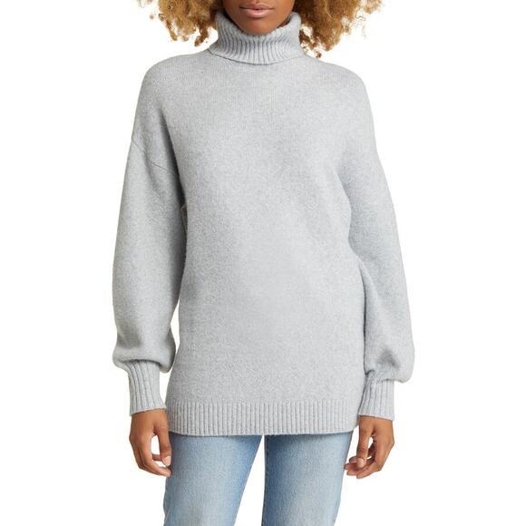 bp Turtleneck Sweater Knit Oversized Pullover Grey Heather NWT M - Picture 1 of 11